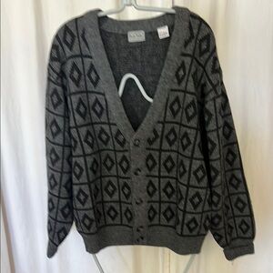 Paul Smith Gray and Black Geometric Cardigan Sweater xl